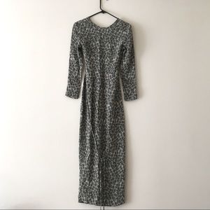 Floral print Long sleeve open back maxi dress